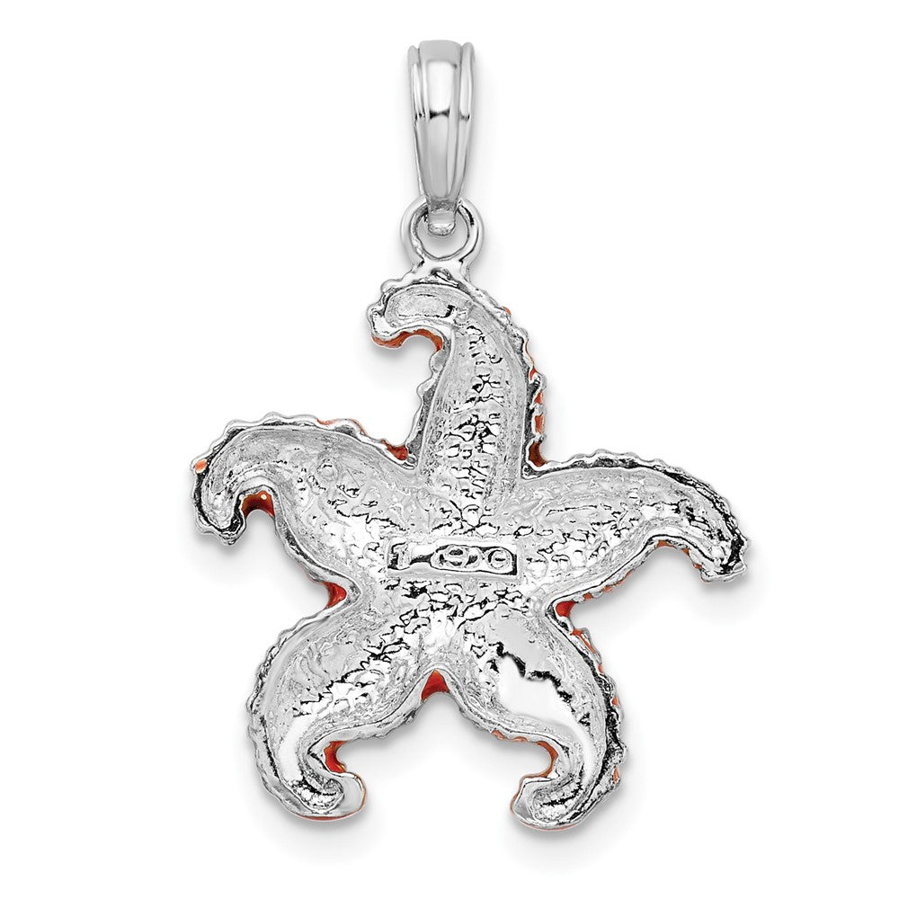 FJC Finejewelers 925 Sterling Silver Rhodium Plated Enameled Orange Starfish Charm 25 x 17 mm