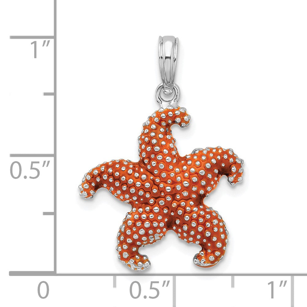 FJC Finejewelers 925 Sterling Silver Rhodium Plated Enameled Orange Starfish Charm 25 x 17 mm