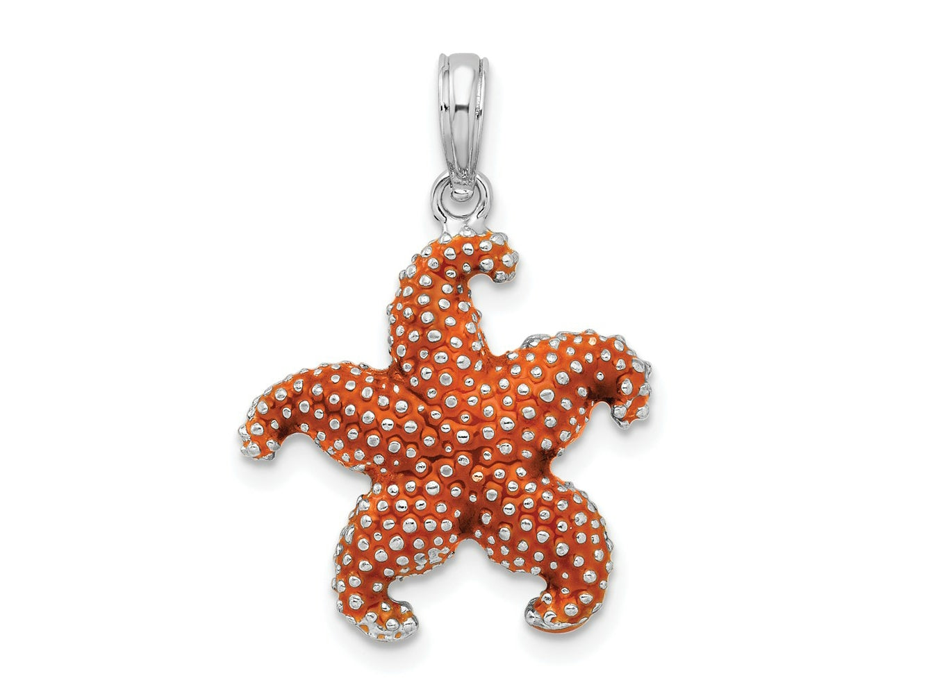 FJC Finejewelers 925 Sterling Silver Rhodium Plated Enameled Orange Starfish Charm 25 x 17 mm