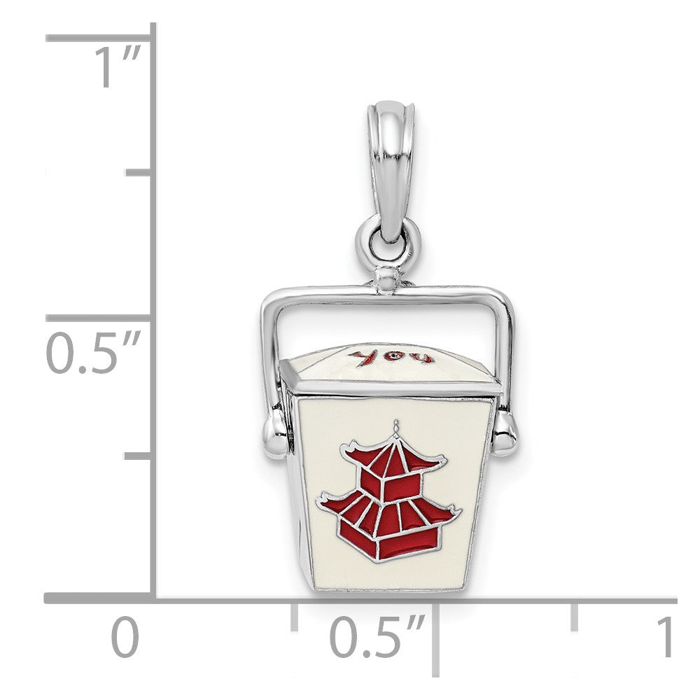 FJC Finejewelers 925 Sterling Silver 3D Moveable Enamel Chinese Takeout Charm 22 x 12 mm