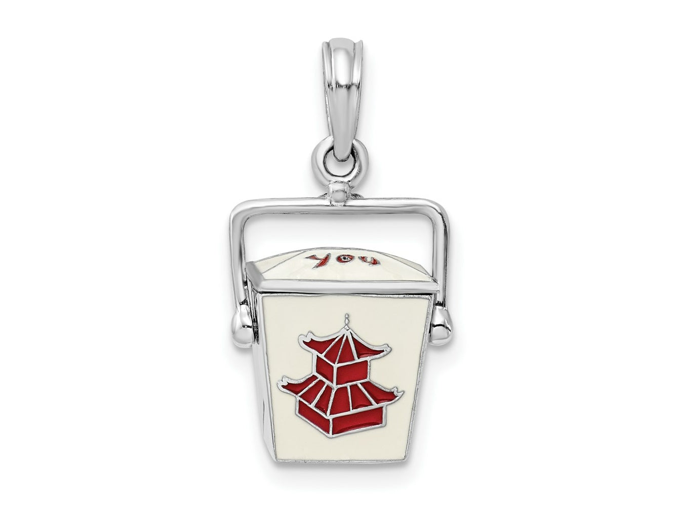 FJC Finejewelers 925 Sterling Silver 3D Moveable Enamel Chinese Takeout Charm 22 x 12 mm
