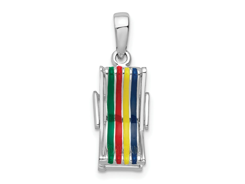 FJC Finejewelers 925 Sterling Silver Rhodium Plated 3D Moveable Enamel Beach Chair Charm 24 x 8 mm