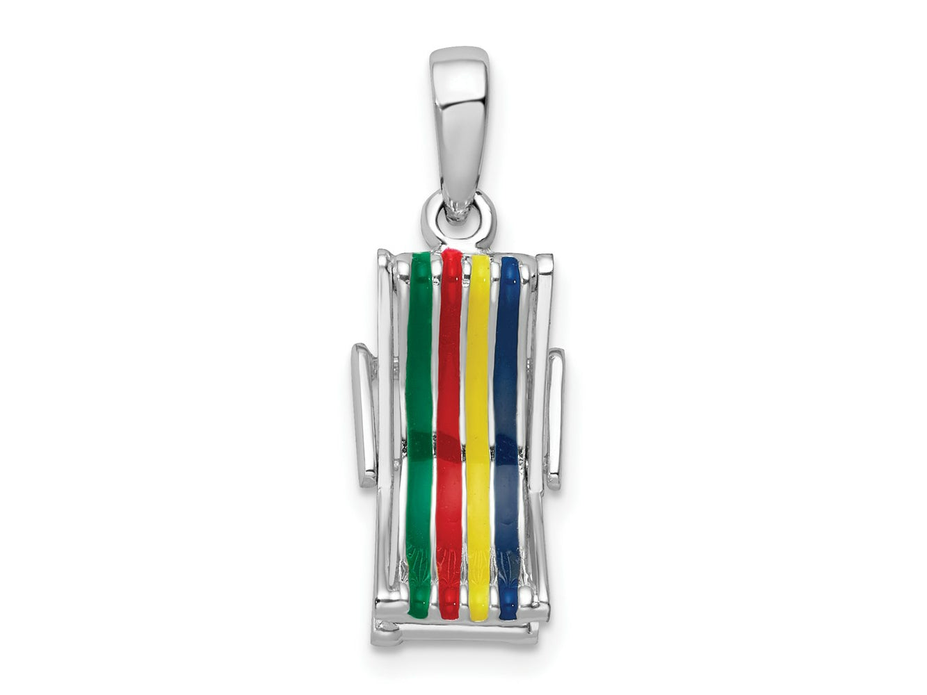 FJC Finejewelers 925 Sterling Silver Rhodium Plated 3D Moveable Enamel Beach Chair Charm 24 x 8 mm