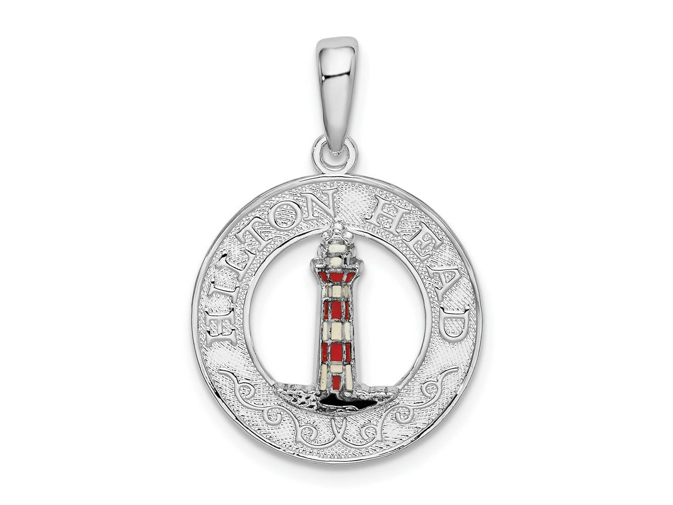 FJC Finejewelers 925 Sterling Silver Polished Enamel Hilton Head with Lighthouse Charm 26 x 18 mm
