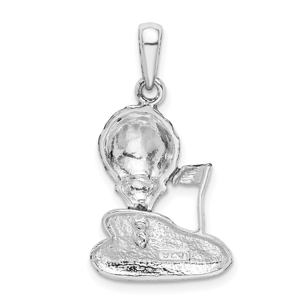 FJC Finejewelers 925 Sterling Silver Rhodium Plated Polished Enameled Golf Ball with Tee Charm 15 mm