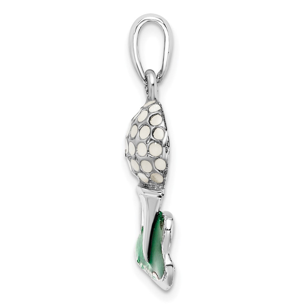 FJC Finejewelers 925 Sterling Silver Rhodium Plated Polished Enameled Golf Ball with Tee Charm 15 mm