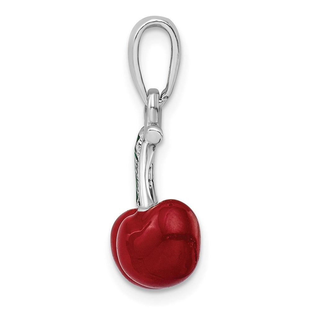 FJC Finejewelers 925 Sterling Silver Rhodium Plated Polished 3D Enameled Cherries Charm 22 x 12 mm