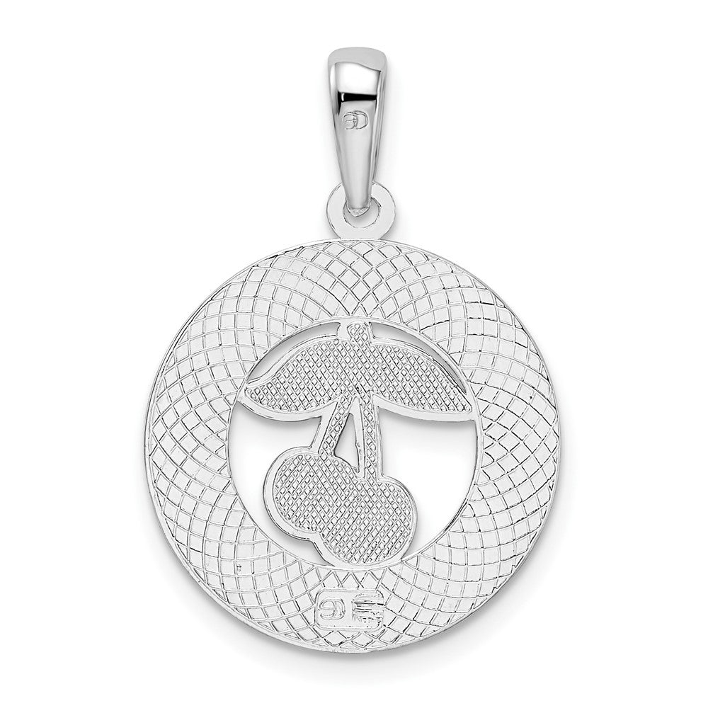 FJC Finejewelers 925 Sterling Silver Rhodium Plated Enamel Traverse City MI with Cherry Charm 26 x 18 mm