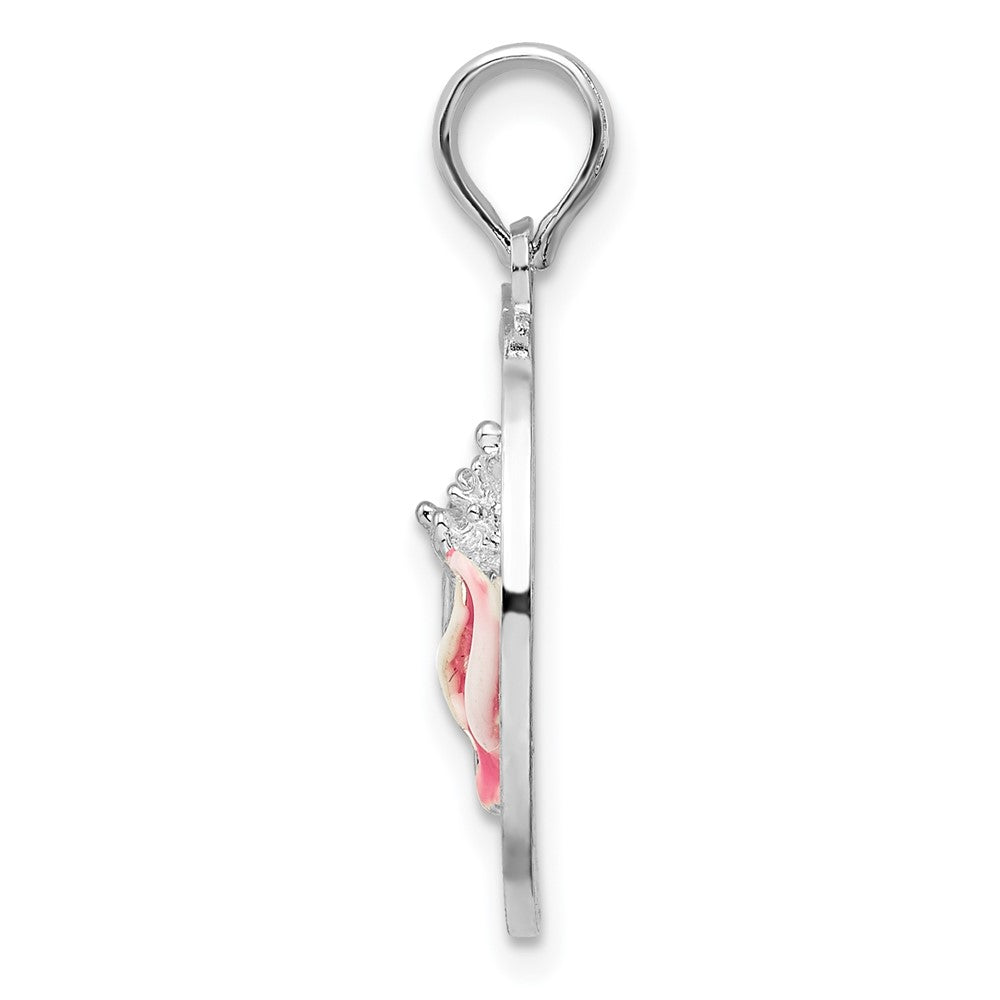 FJC Finejewelers 925 Sterling Silver Rhodium Plated Enameled Turks Caicos with Shell Charm 25 x 18 mm