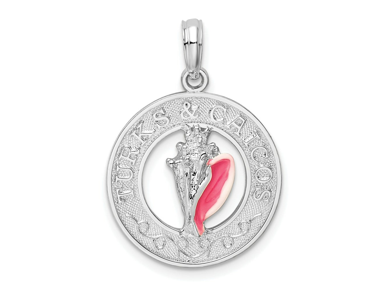 FJC Finejewelers 925 Sterling Silver Rhodium Plated Enameled Turks Caicos with Shell Charm 25 x 18 mm