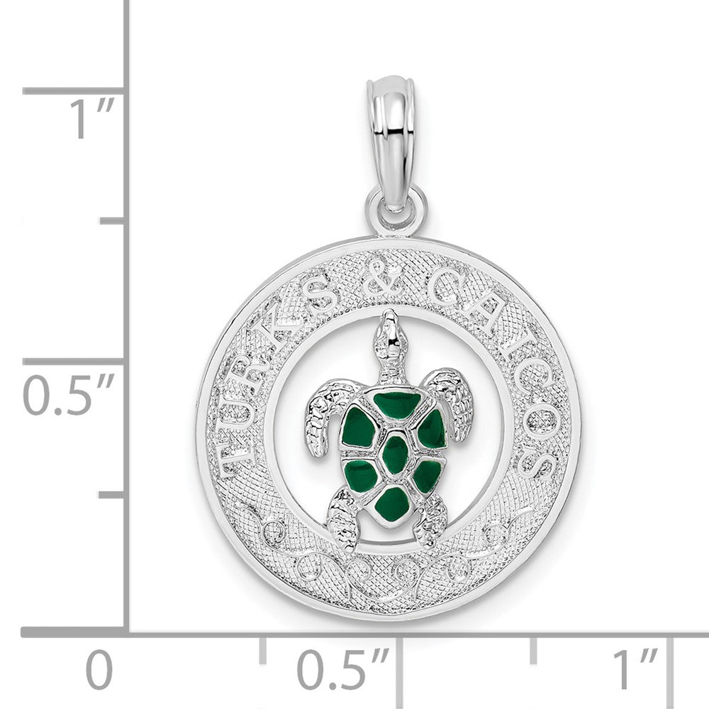 FJC Finejewelers 925 Sterling Silver Rhodium Plated Enameled Turks Caicos with Turtle Charm 25 x 18 mm
