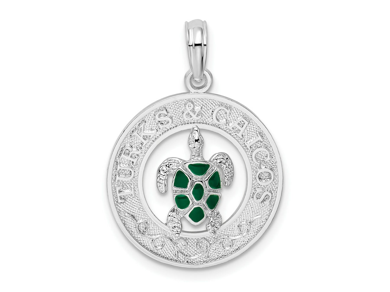 FJC Finejewelers 925 Sterling Silver Rhodium Plated Enameled Turks Caicos with Turtle Charm 25 x 18 mm