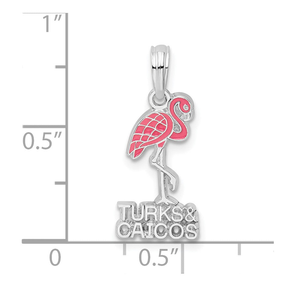 FJC Finejewelers 925 Sterling Silver Rhodium Plated Enamel Turks Caicos with Flamingo Charm 22 x 8 mm