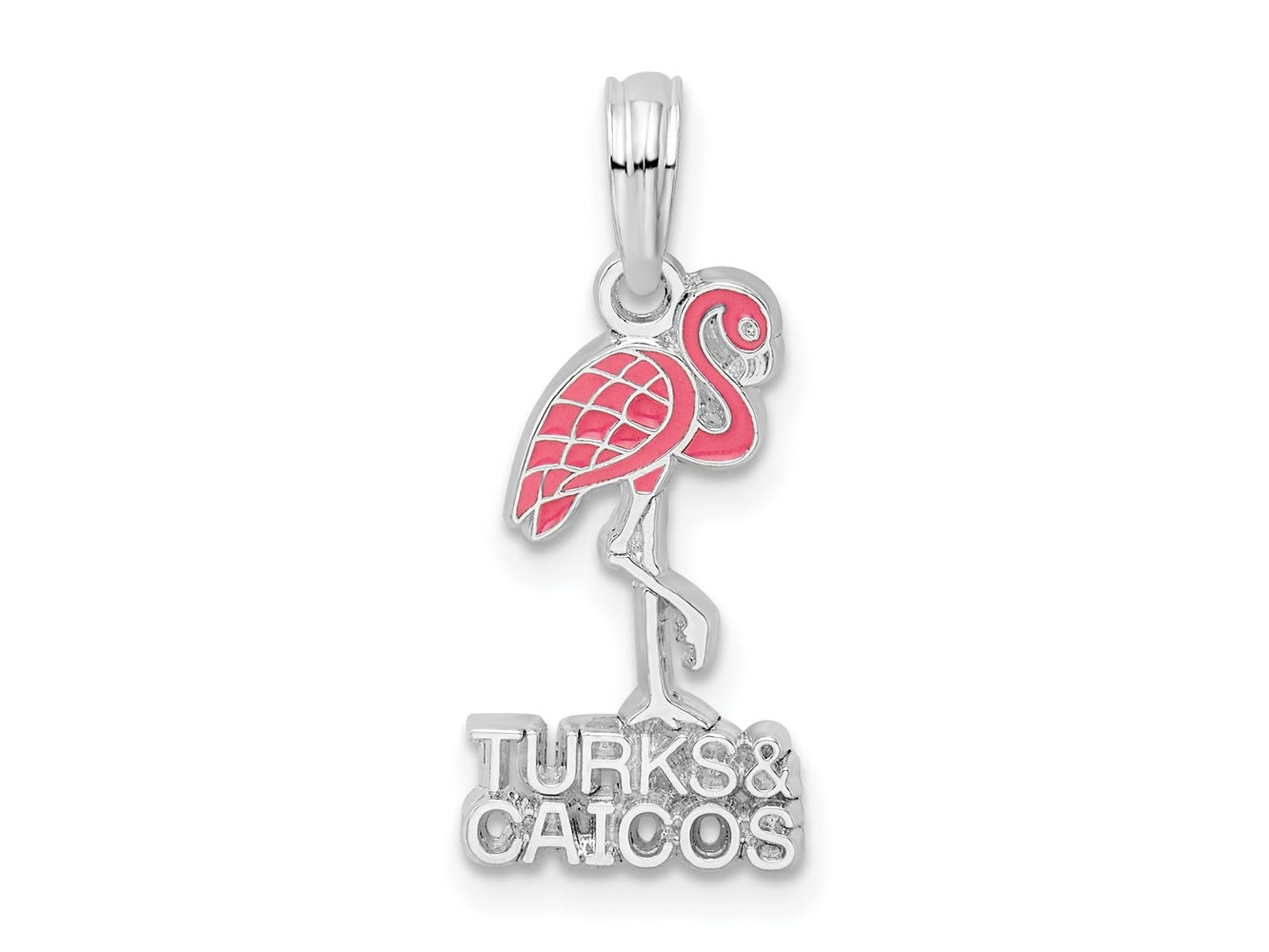 FJC Finejewelers 925 Sterling Silver Rhodium Plated Enamel Turks Caicos with Flamingo Charm 22 x 8 mm