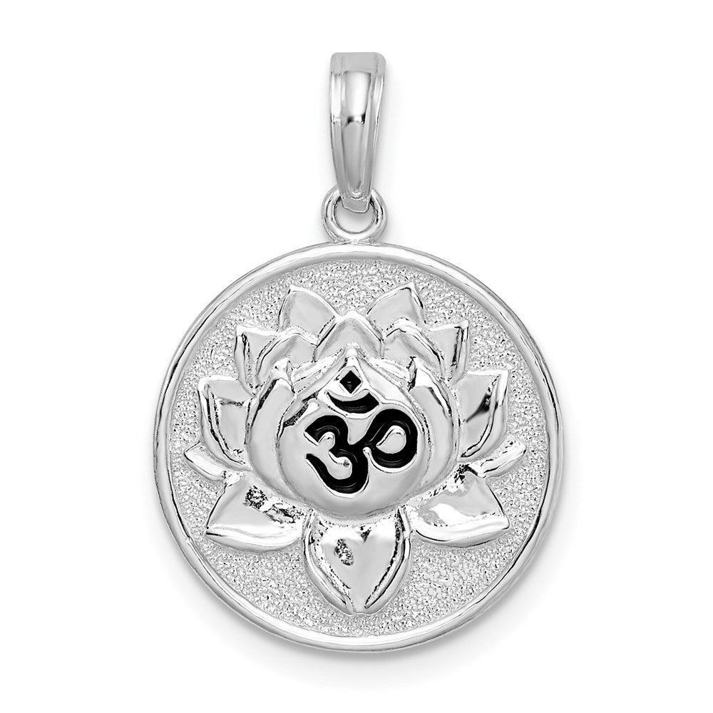 FJC Finejewelers 925 Sterling Silver Rhodium Plated Reversible Enameled Ohm/Lotus Charm 22 x 15 mm