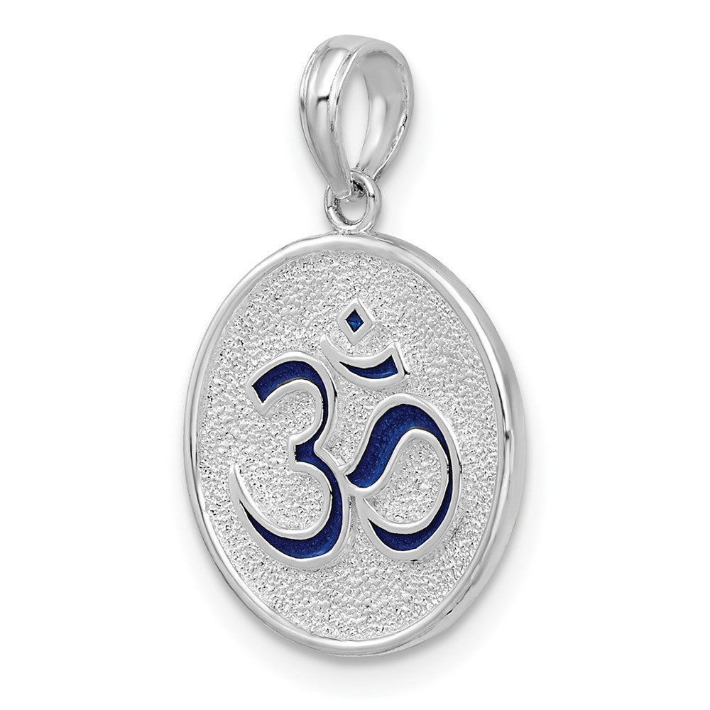 FJC Finejewelers 925 Sterling Silver Rhodium Plated Reversible Enameled Ohm/Lotus Charm 22 x 15 mm