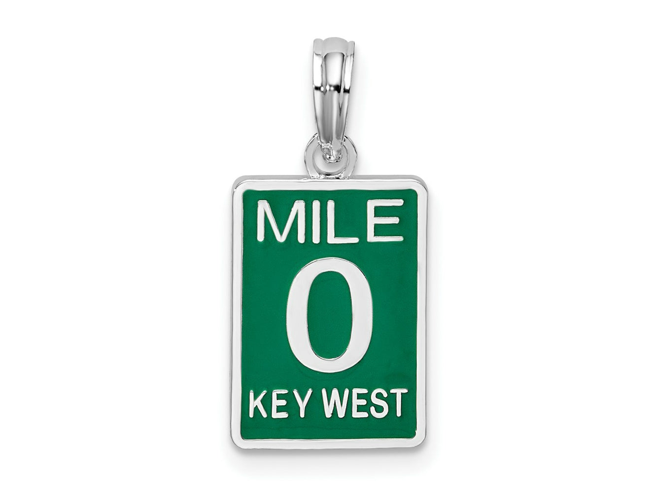FJC Finejewelers 925 Sterling Silver Rhodium Plated Enameled Small Key West Mile 0 Charm 20 x 9 mm