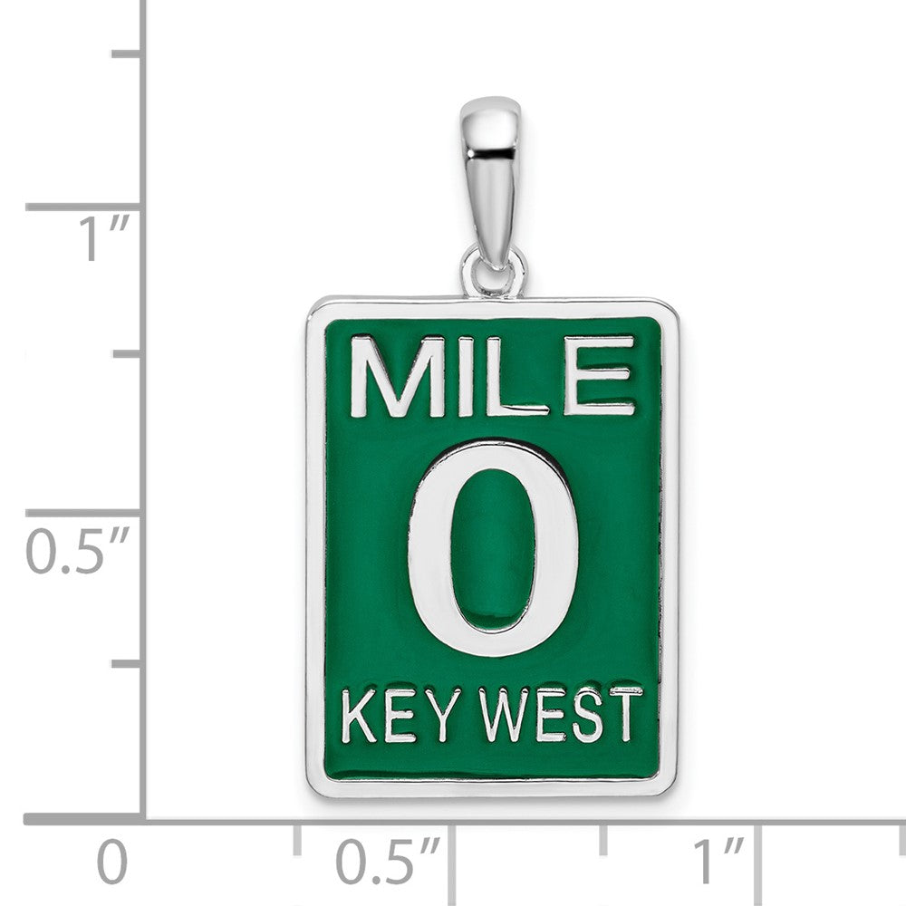 FJC Finejewelers 925 Sterling Silver Rhodium Plated Enameled Large Key West Mile 0 Charm 29 x 15 mm