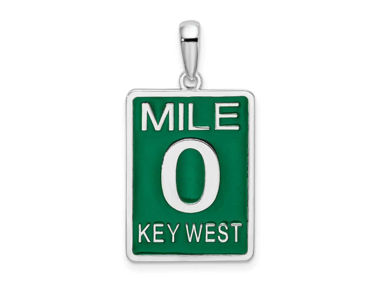 FJC Finejewelers 925 Sterling Silver Rhodium Plated Enameled Large Key West Mile 0 Charm 29 x 15 mm