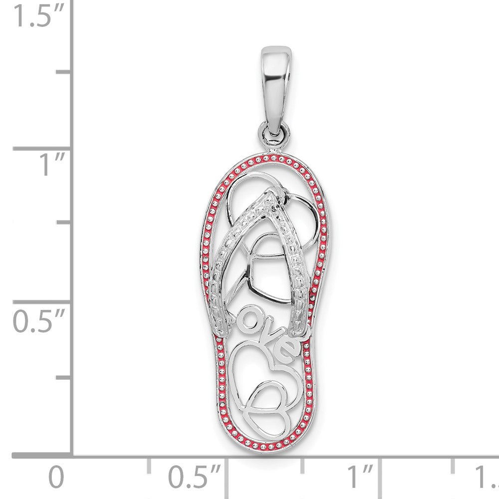 FJC Finejewelers 925 Sterling Silver Rhodium Plated Enameled LOVE Flip-flop Charm 33 x 10 mm