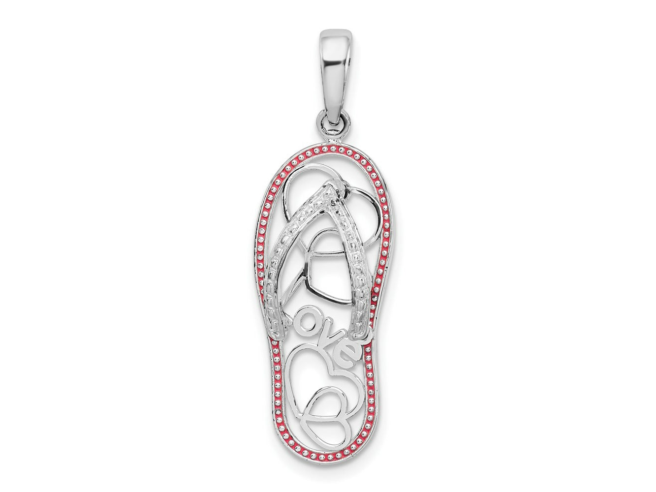 FJC Finejewelers 925 Sterling Silver Rhodium Plated Enameled LOVE Flip-flop Charm 33 x 10 mm