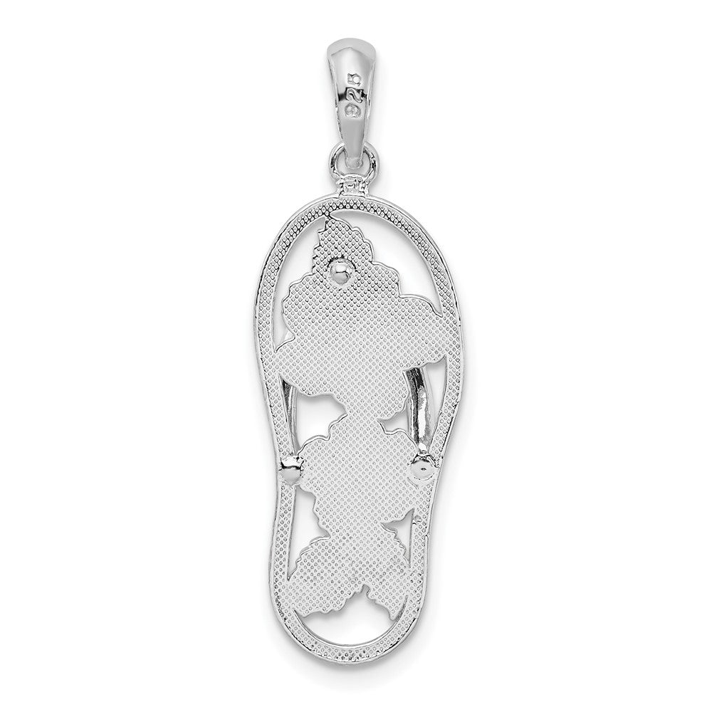 FJC Finejewelers 925 Sterling Silver Rhodium Plated Enamel Hibiscus Flower Flip-flop Charm 32 x 10 mm