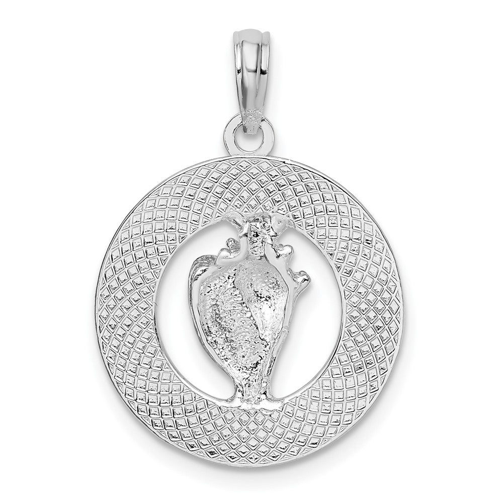FJC Finejewelers 925 Sterling Silver Rhodium Plated Enamel Bahamas Circle with Shell Charm 25 x 17 mm