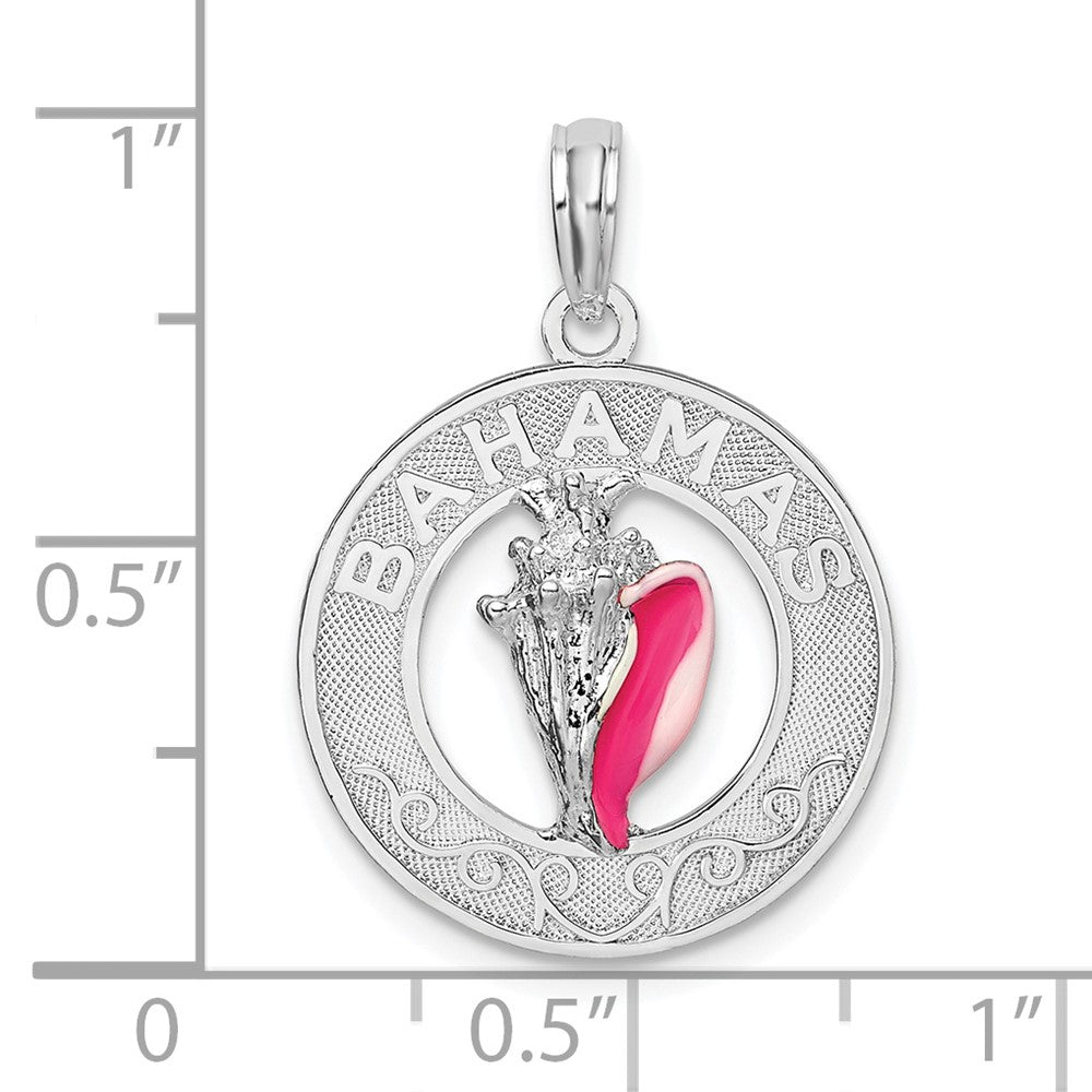 FJC Finejewelers 925 Sterling Silver Rhodium Plated Enamel Bahamas Circle with Shell Charm 25 x 17 mm