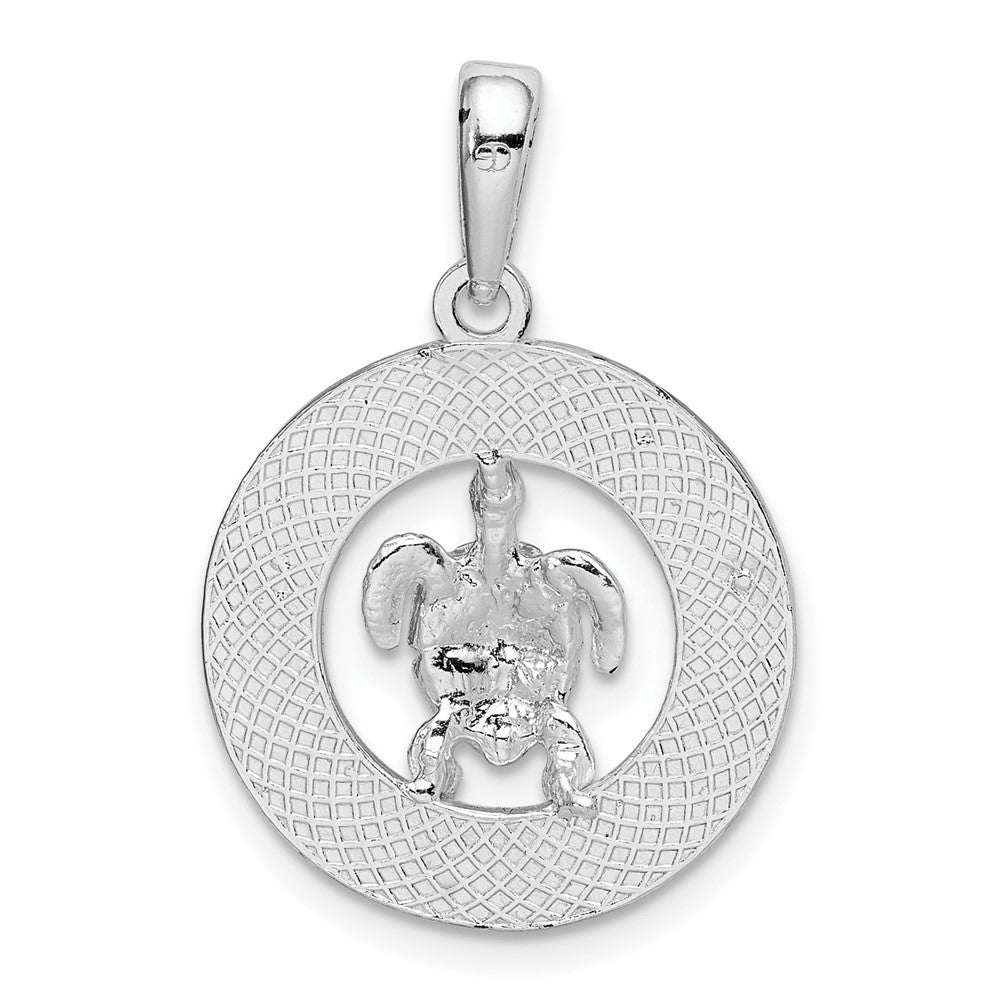 FJC Finejewelers 925 Sterling Silver Rhodium Plated Enamel Bahamas Circle with Turtle Charm 26 x 17 mm