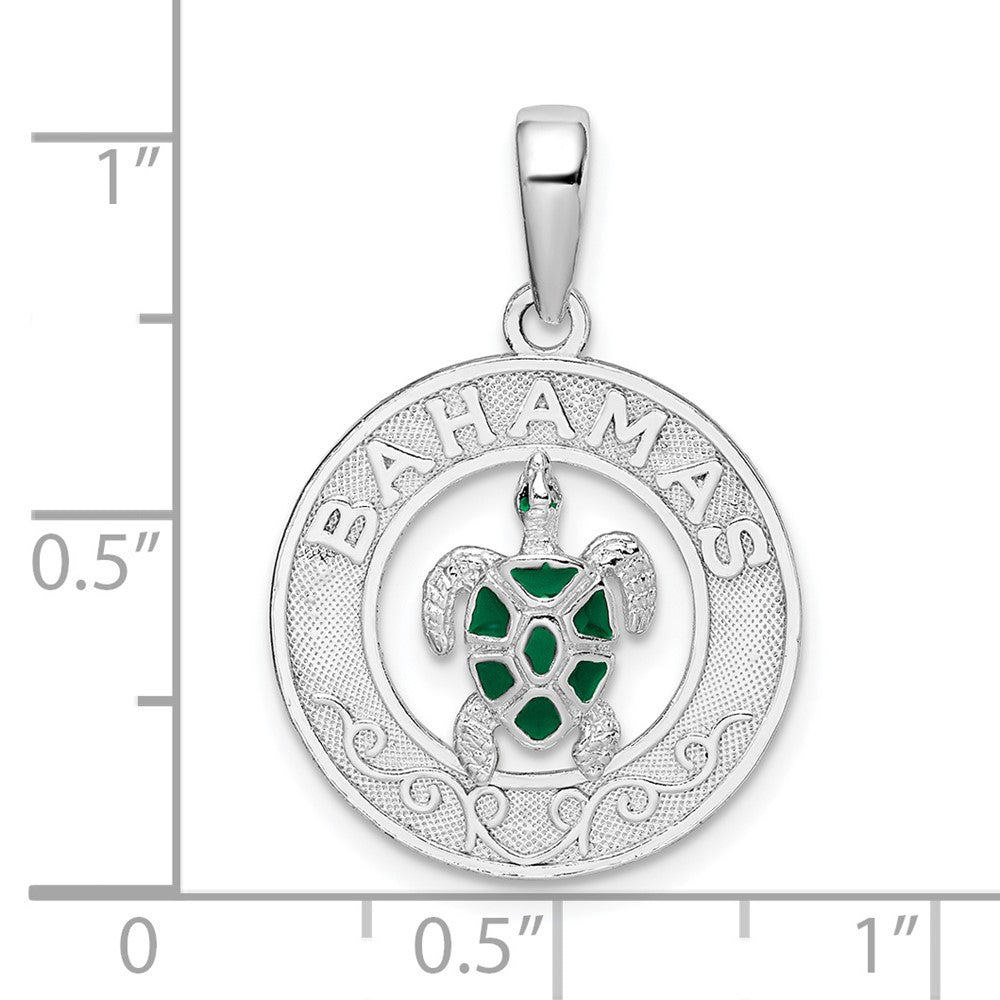 FJC Finejewelers 925 Sterling Silver Rhodium Plated Enamel Bahamas Circle with Turtle Charm 26 x 17 mm