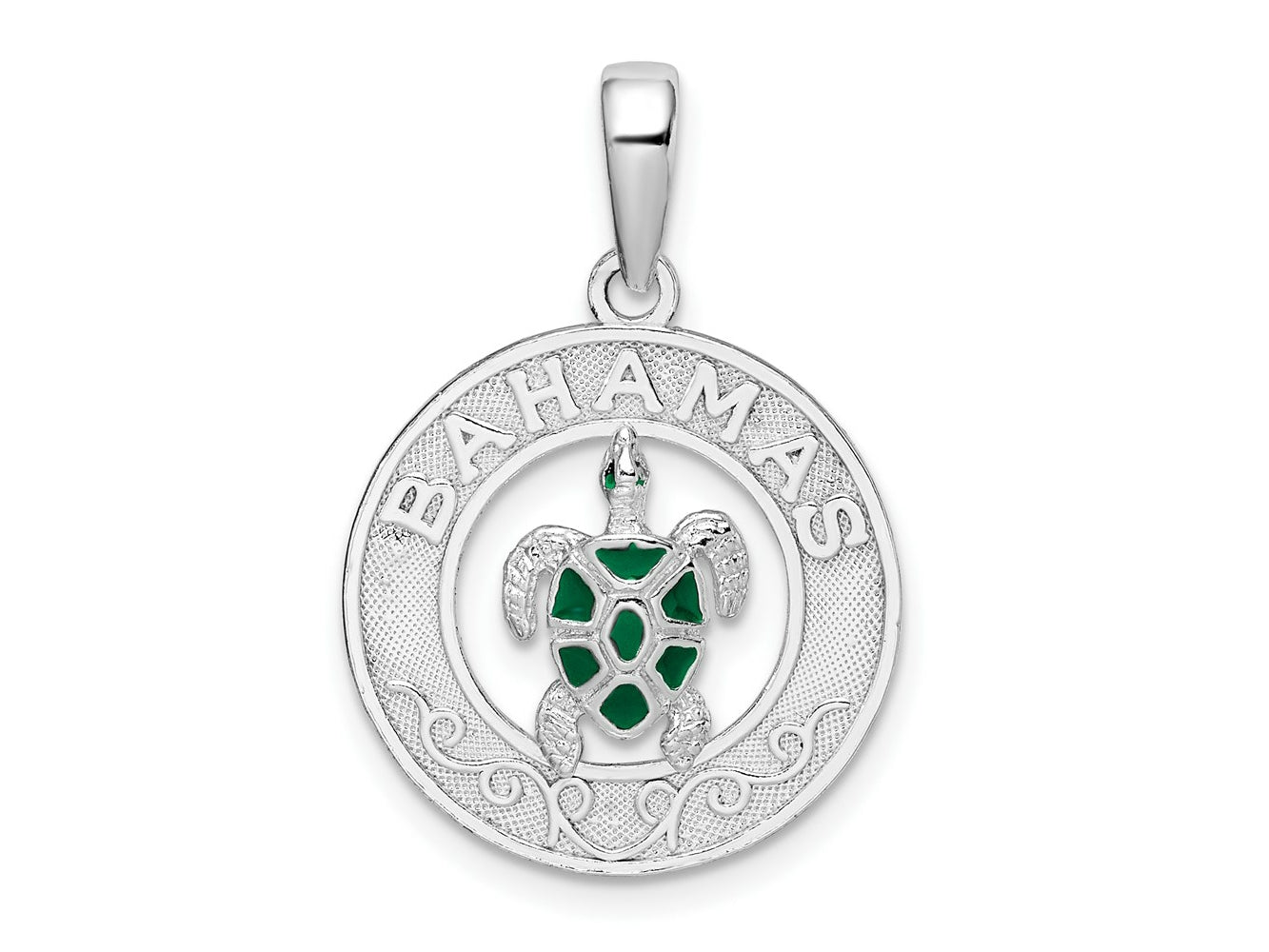 FJC Finejewelers 925 Sterling Silver Rhodium Plated Enamel Bahamas Circle with Turtle Charm 26 x 17 mm