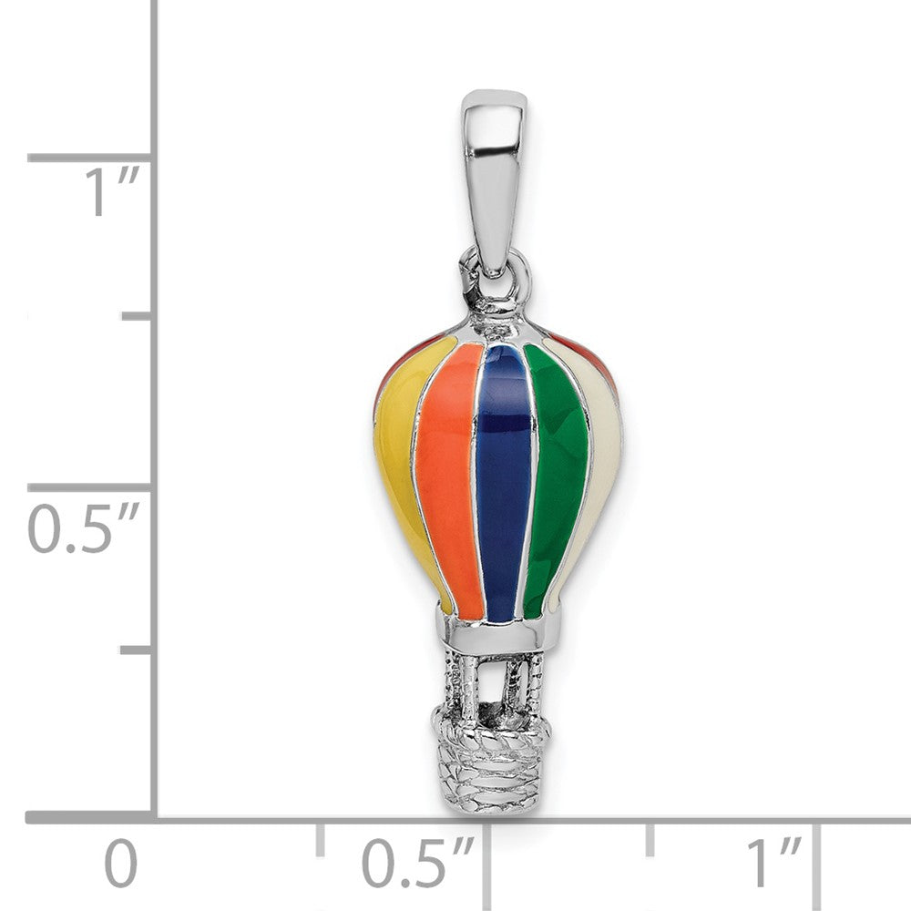 FJC Finejewelers 925 Sterling Silver Rhodium Plated 3D Enameled Hot Air Balloon Charm 10 mm