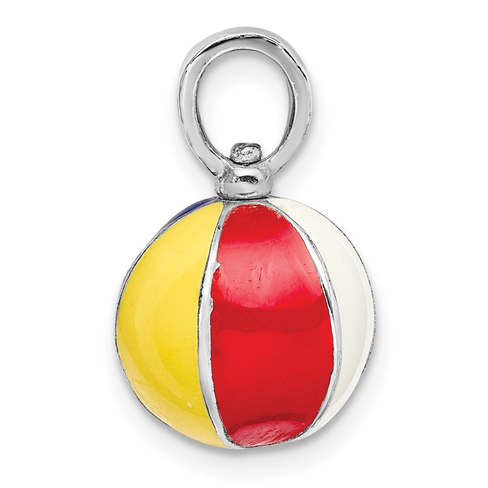 FJC Finejewelers 925 Sterling Silver Rhodium Plated Polished 3D Enameled Beach Ball Charm 18 x 11 mm