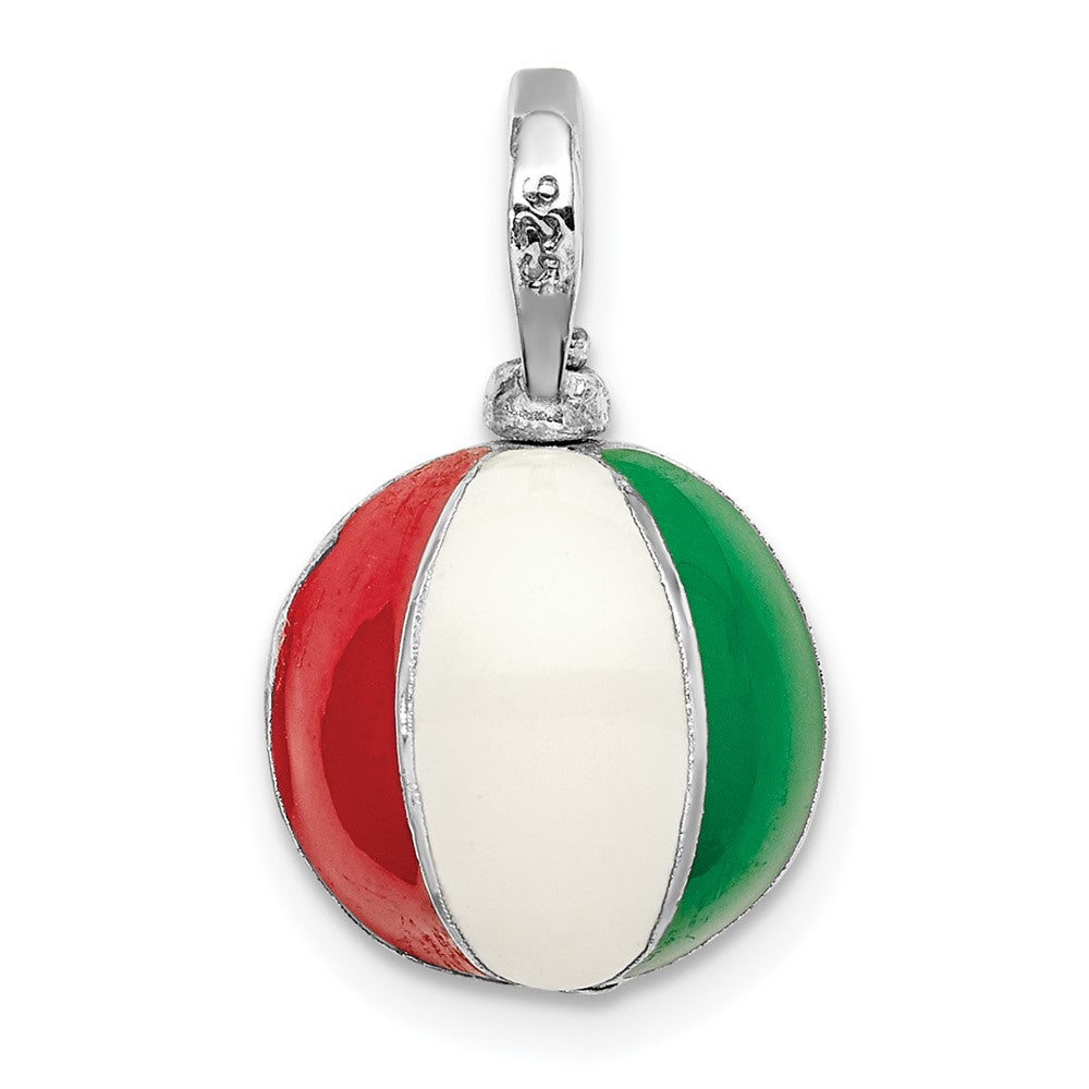 FJC Finejewelers 925 Sterling Silver Rhodium Plated Polished 3D Enameled Beach Ball Charm 18 x 11 mm