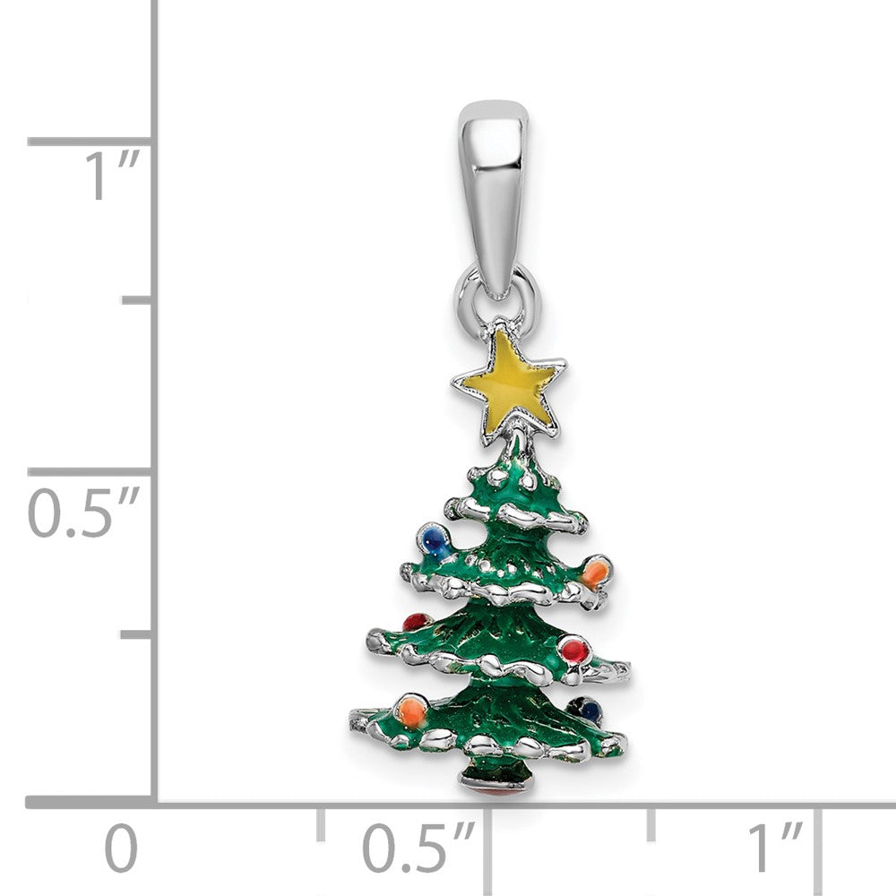 FJC Finejewelers 925 Sterling Silver Rhodium Plated 3D Enameled Christmas Tree Charm 10 mm
