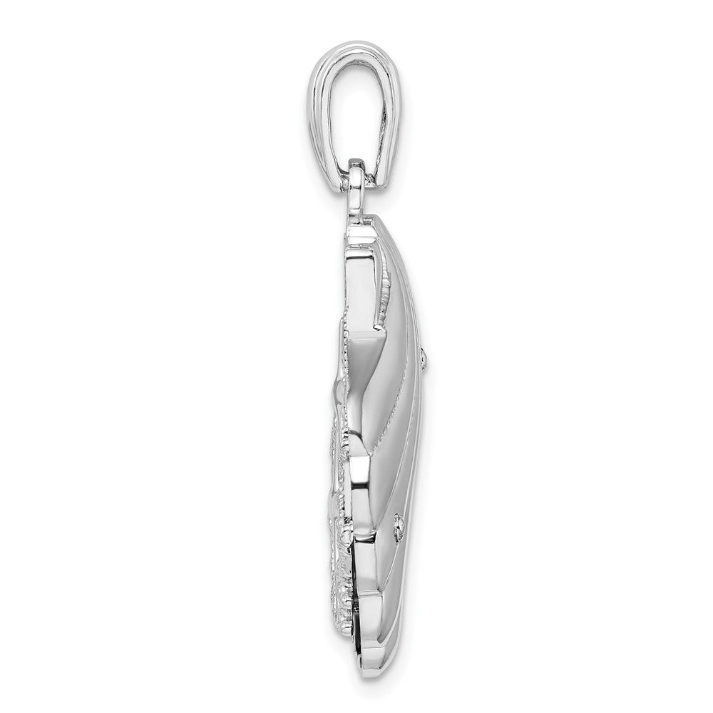 FJC Finejewelers 925 Sterling Silver Rhodium Plated Enameled Blue Shell with Starfish Charm 36 x 23 mm