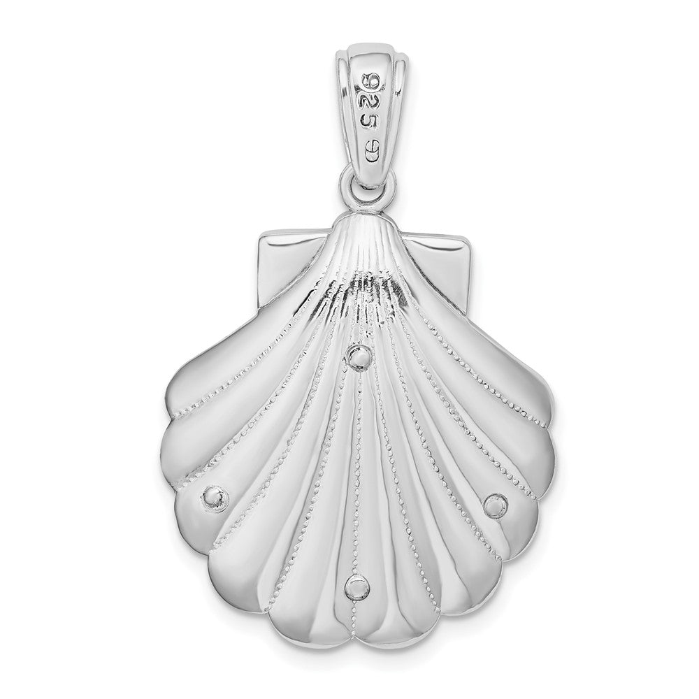 FJC Finejewelers 925 Sterling Silver Rhodium Plated Enameled Blue Shell with Starfish Charm 36 x 23 mm