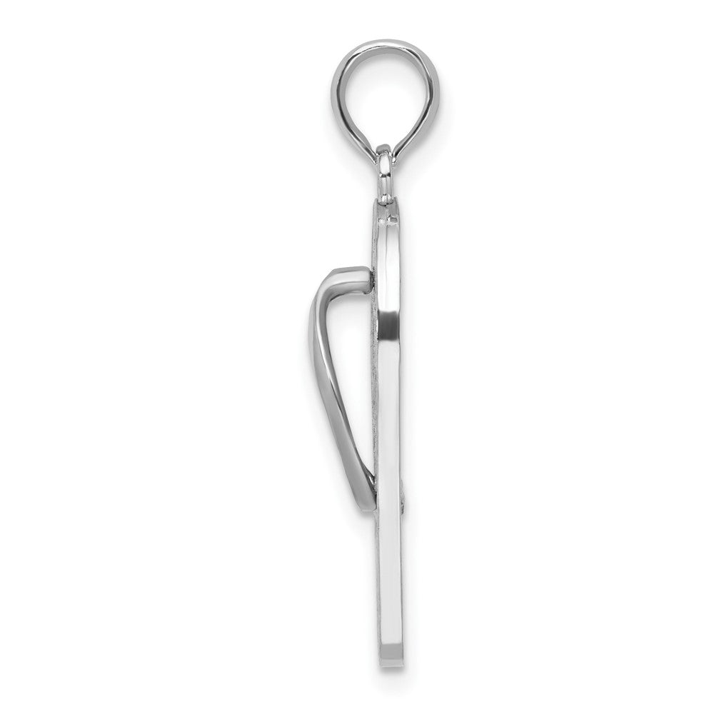 FJC Finejewelers 925 Sterling Silver Rhodium Plated 3D Enamel Beach Scene Flip-flop Charm 28 x 7 mm