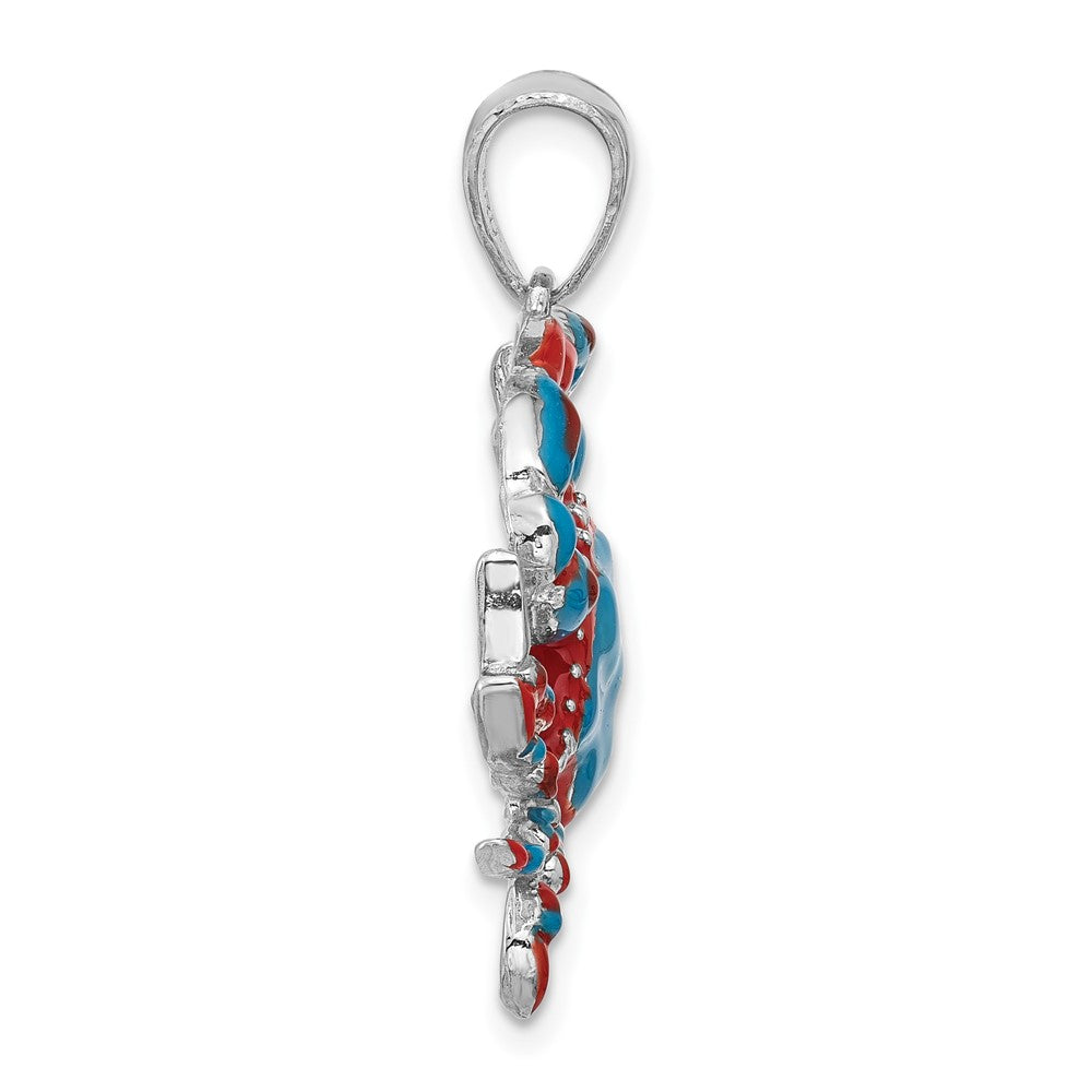 FJC Finejewelers 925 Sterling Silver Rhodium Plated Polished Enameled Blue Crab Charm 29 x 28 mm