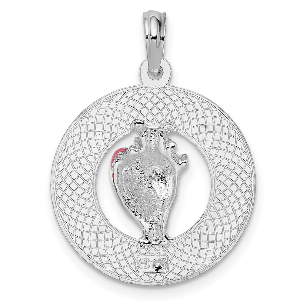 FJC Finejewelers 925 Sterling Silver Rhodium Plated Enameled Sanibel Circle with Shell Charm 24 x 18 mm