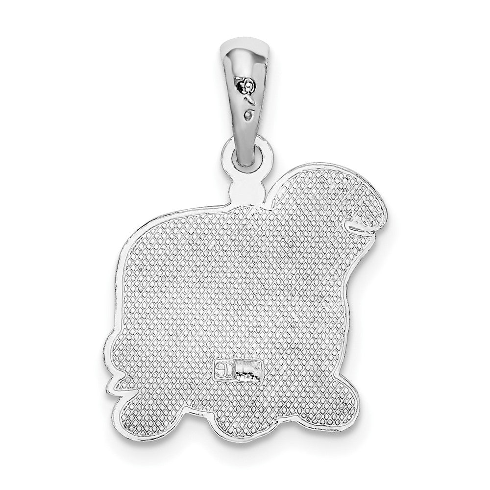 FJC Finejewelers 925 Sterling Silver Rhodium Plated Polished Enameled Green Turtle Charm 22 x 15 mm