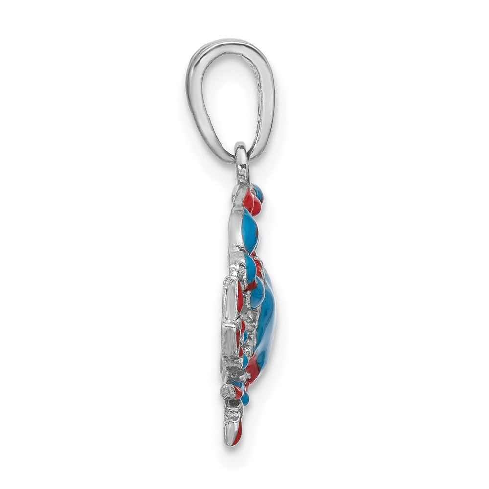 FJC Finejewelers 925 Sterling Silver Rhodium Plated Polished Enameled Blue Crab Charm 20 x 16 mm
