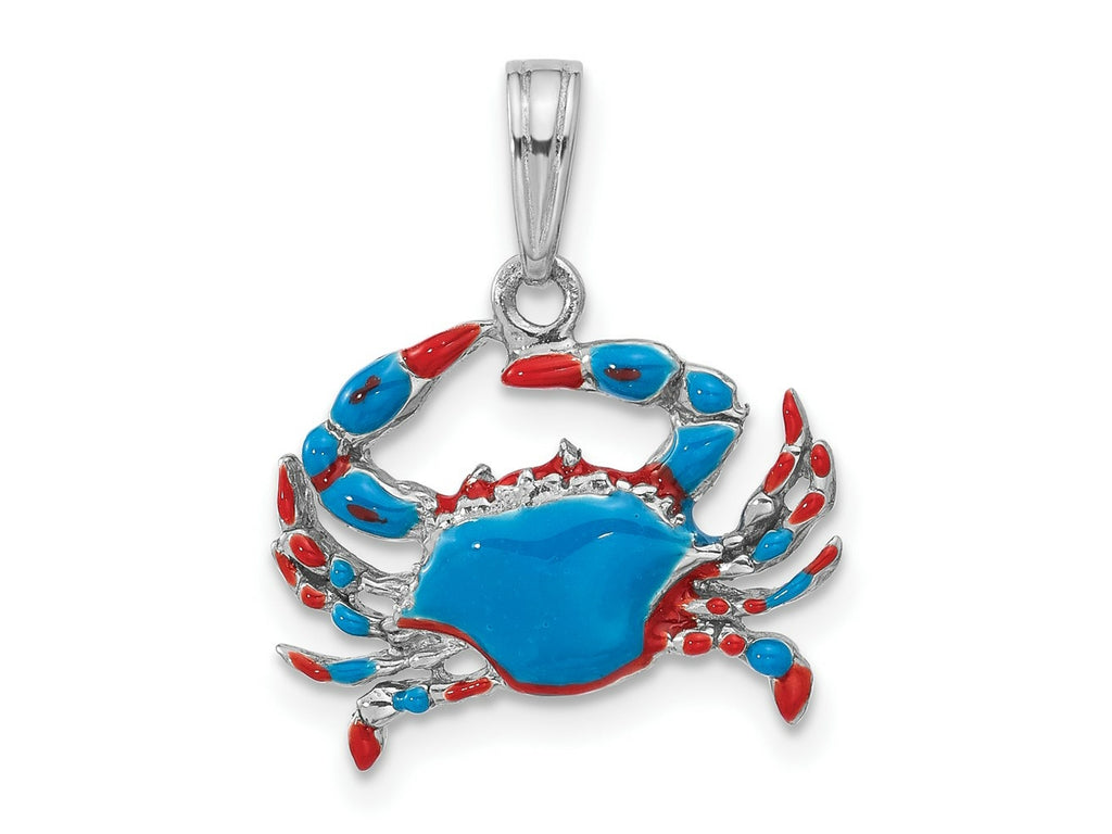 FJC Finejewelers 925 Sterling Silver Rhodium Plated Polished Enameled Blue Crab Charm 20 x 16 mm