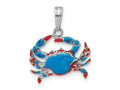 FJC Finejewelers 925 Sterling Silver Rhodium Plated Polished Enameled Blue Crab Charm 20 x 16 mm