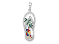 FJC Finejewelers 925 Sterling Silver Rhodium Plated Enameled Beach Scene Flip-flop Charm 32 x 10 mm