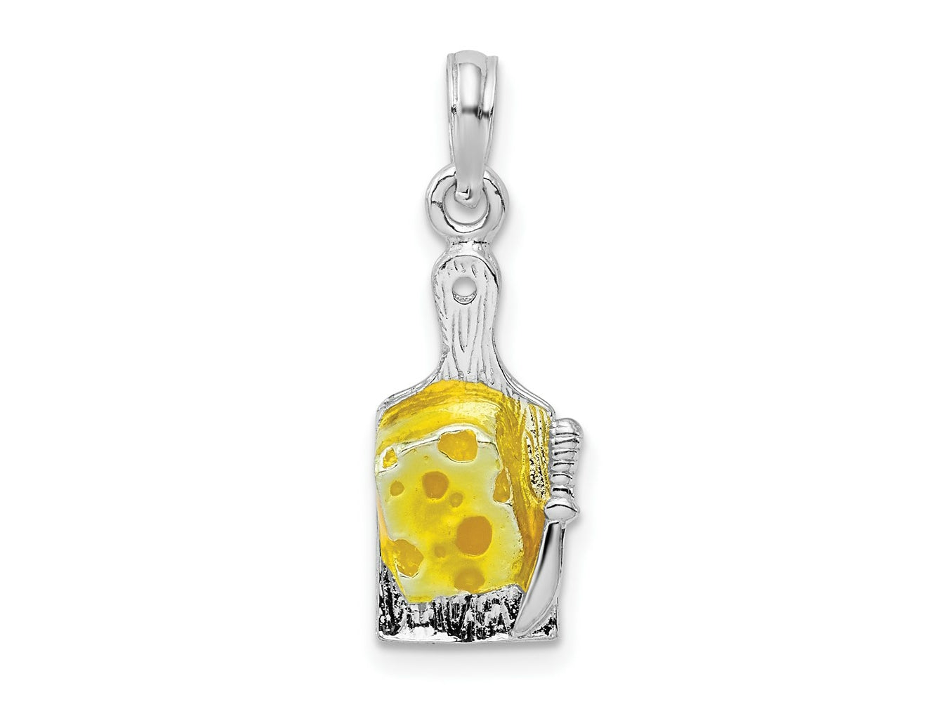 FJC Finejewelers 925 Sterling Silver Rhodium Plated Enameled Cheese Board with Knife Charm 23 x 8 mm