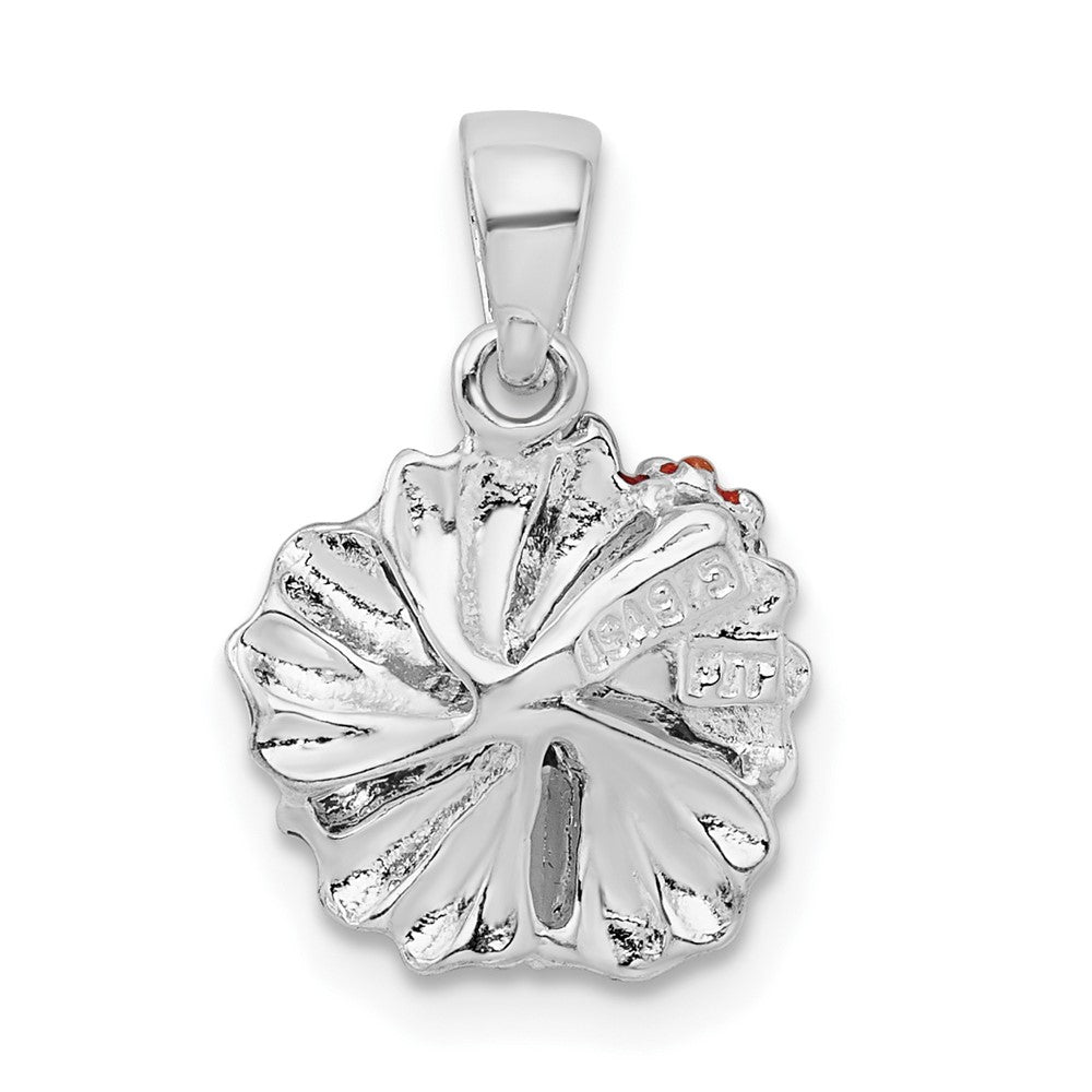 FJC Finejewelers 925 Sterling Silver Rhodium Plated Polished Enameled Red Hibiscus Charm 10 mm