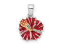 FJC Finejewelers 925 Sterling Silver Rhodium Plated Polished Enameled Red Hibiscus Charm 10 mm