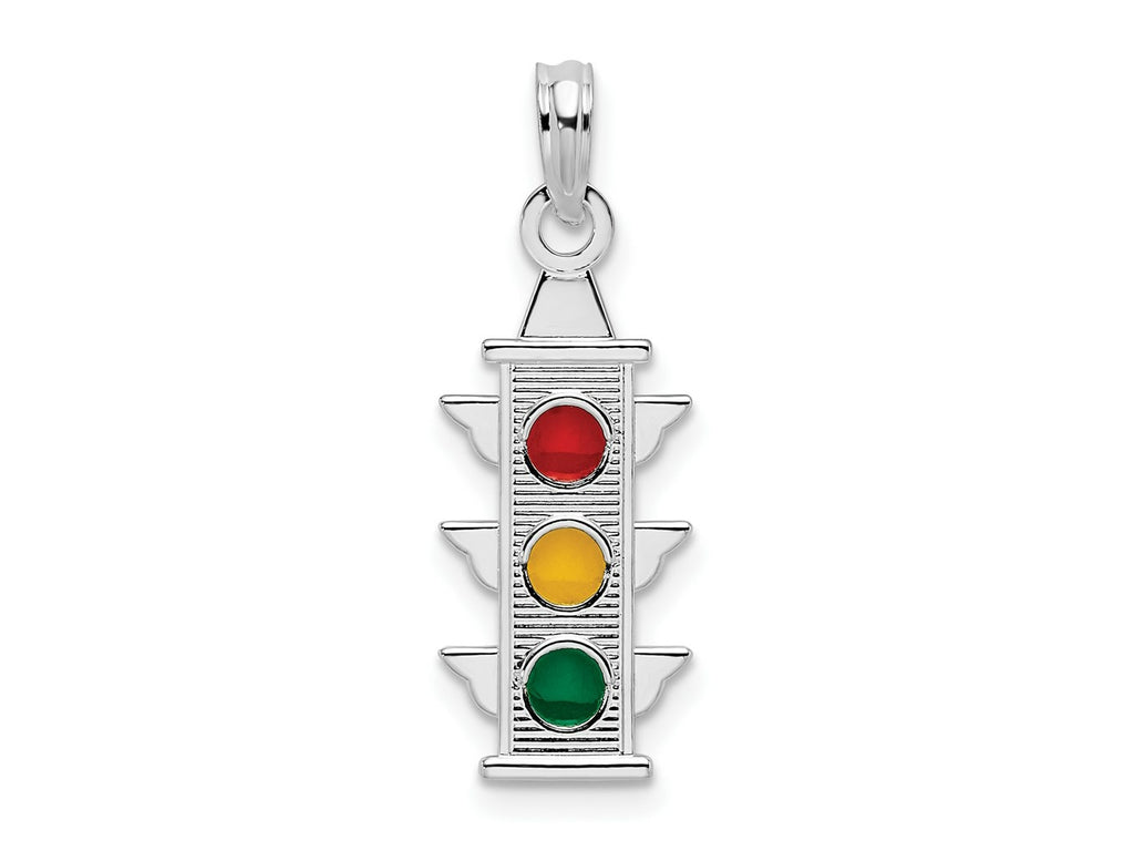 FJC Finejewelers 925 Sterling Silver Rhodium Plated Polished Enameled Traffic Light Charm 8 mm