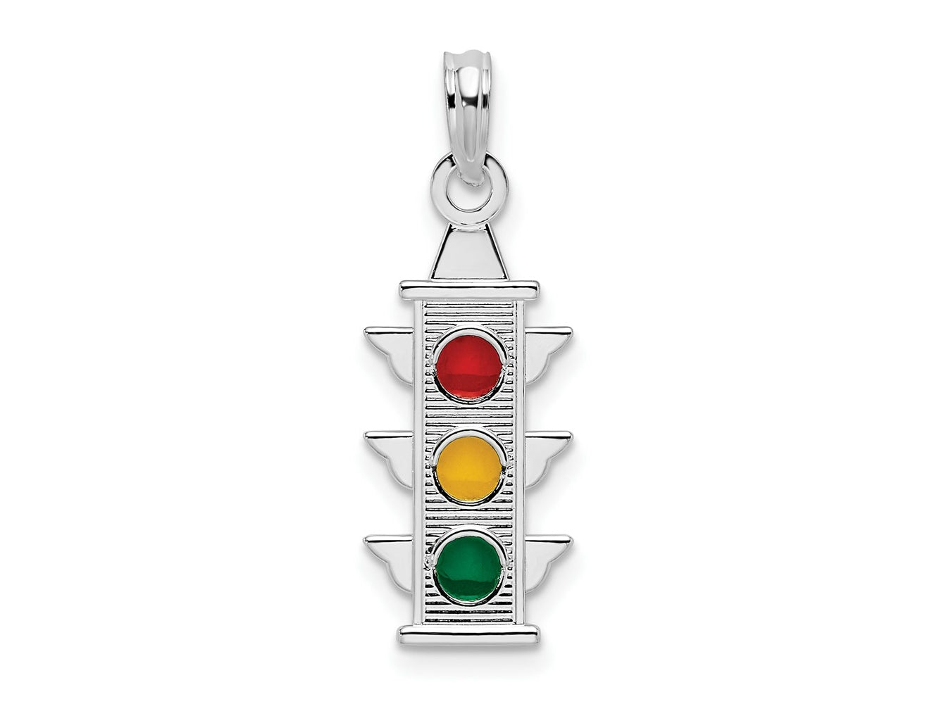 FJC Finejewelers 925 Sterling Silver Rhodium Plated Polished Enameled Traffic Light Charm 8 mm